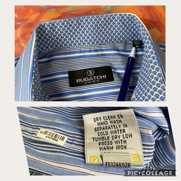 Bugatchi Uomo Mens M Striped Button Down Flip Cuff - Picture 12 of 12